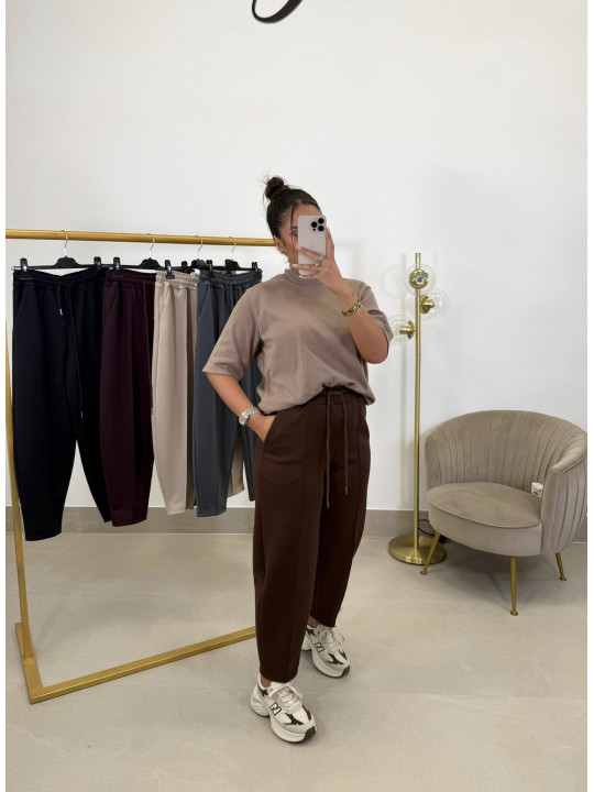 Pantalon felpa balloon marron/REPOSICION
