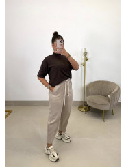 Pantalon felpa balloon beige/REPOSICION