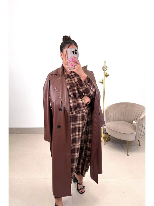 Gabardina polipiel marron