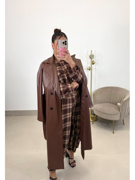 Gabardina polipiel marron