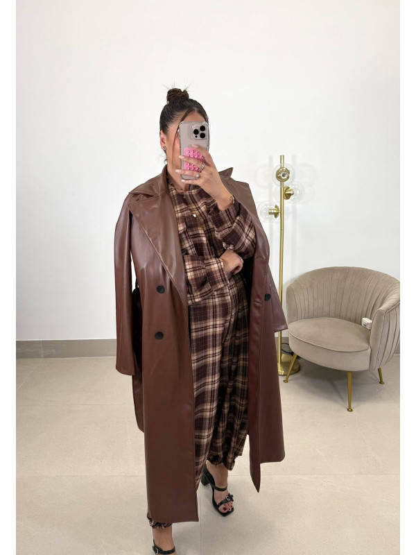 Gabardina polipiel marron