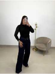 Vaquero wide leg oscuro cinturon