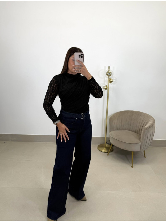 Vaquero wide leg oscuro cinturon Vaquero wide leg oscuro cinturon