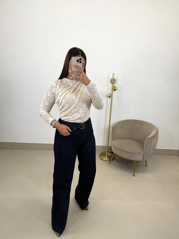 Vaquero wide leg oscuro cinturon