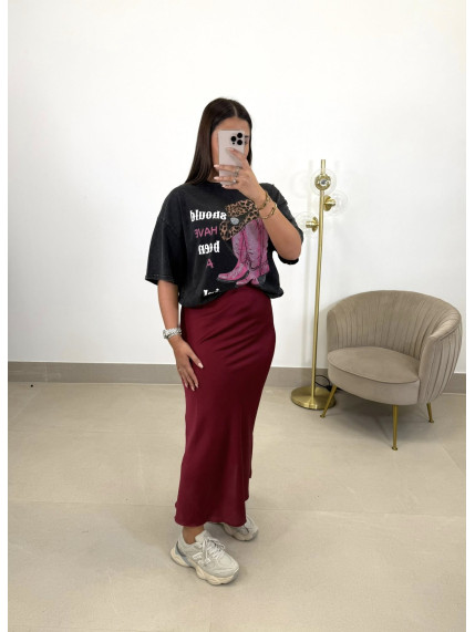 Falda satinada tinto