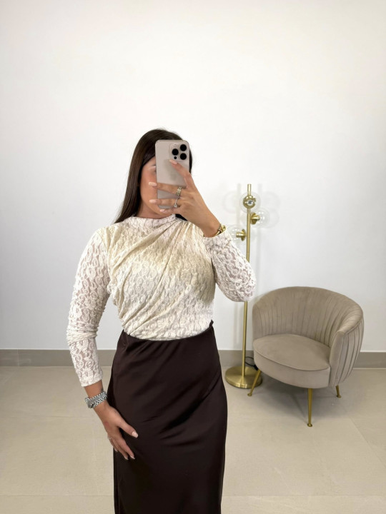 Falda satinada marron/REPOSICION