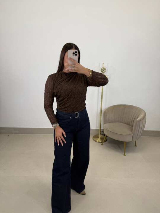 Body encaje marron