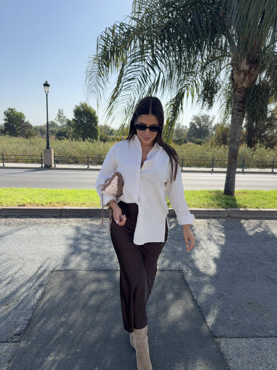 Falda satinada marron/REPOSICION