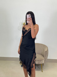 Vestido encaje asimetrico negro