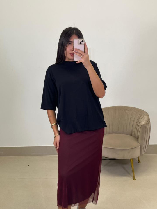 Falda tul basica tinto