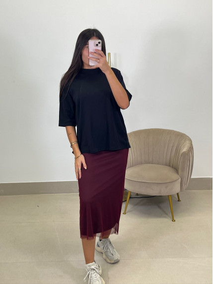 Falda tul basica tinto