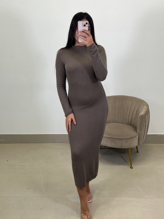 Vestido punto basico taupe