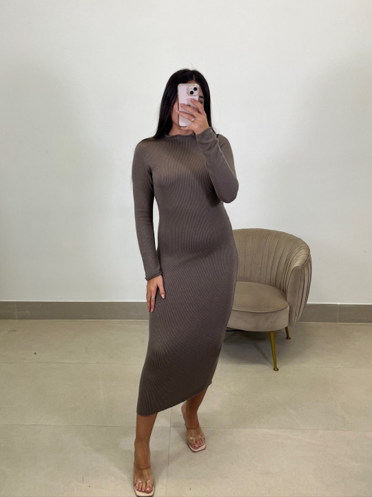 Vestido punto basico taupe