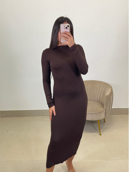 Vestido punto basico marron