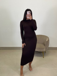 Vestido punto basico marron
