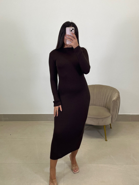 Vestido punto basico marron