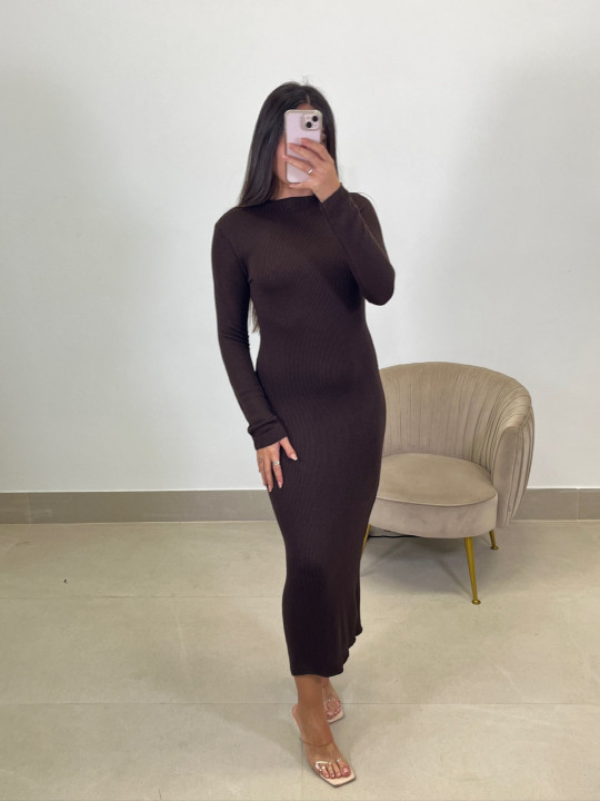 Vestido punto basico marron