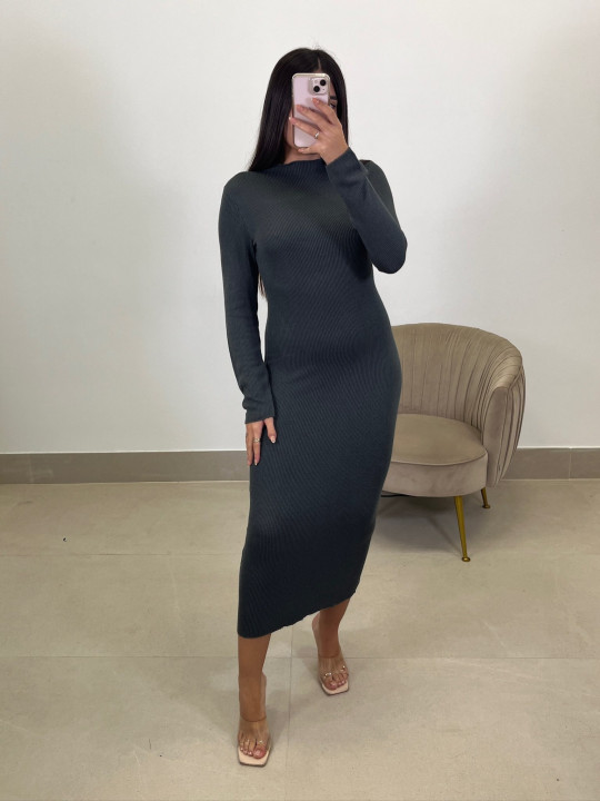 Vestido punto basico gris