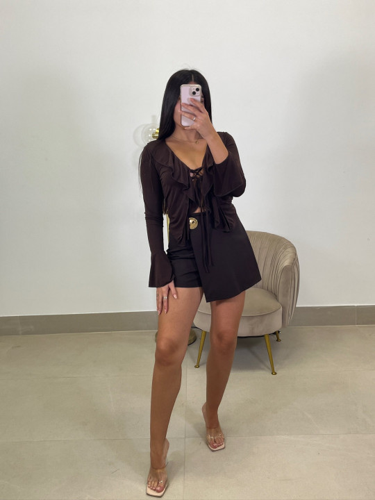 Top Camila marron