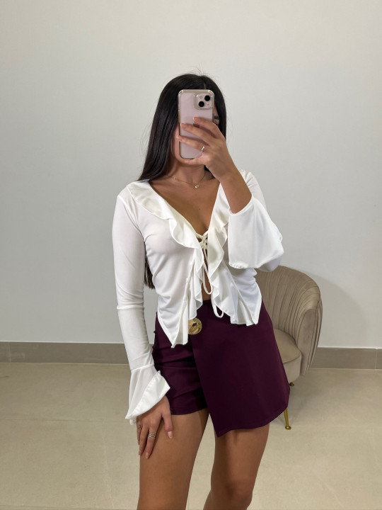 Falda pantalon detalle tinto