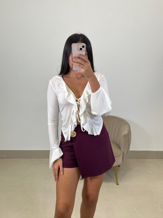 Falda pantalon detalle tinto