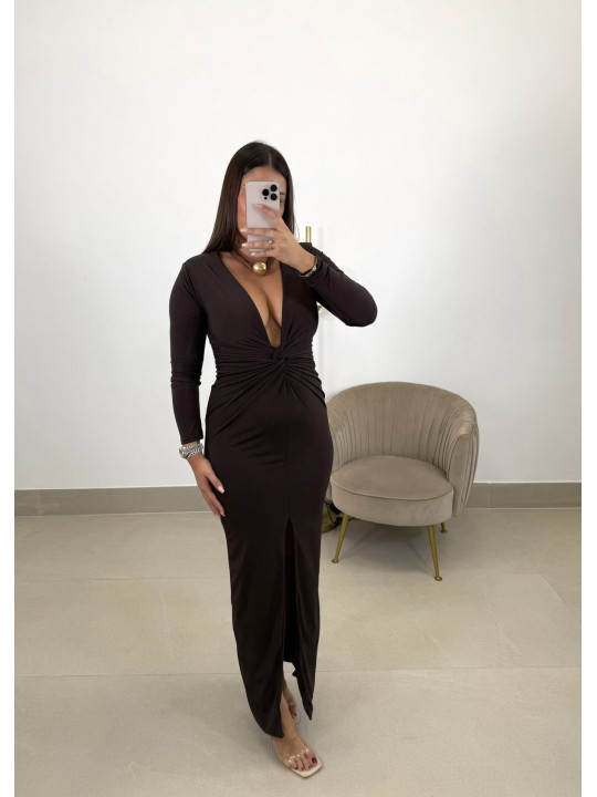 Vestido largo nudo marrón