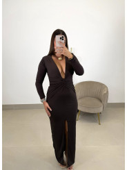 Vestido largo nudo marrón