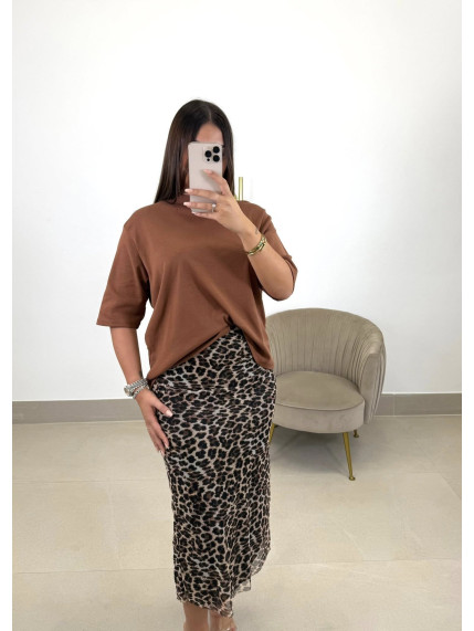 Falda tul animal print clara