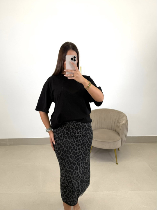 falda tul animal gris