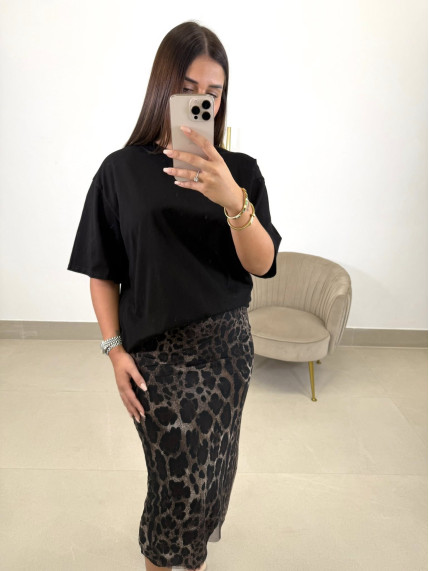 falda tul animal print marron oscura