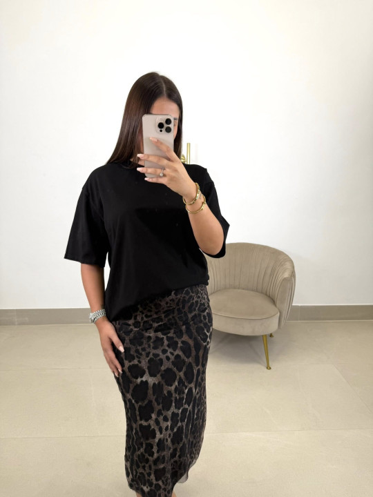 falda tul animal print marron oscura