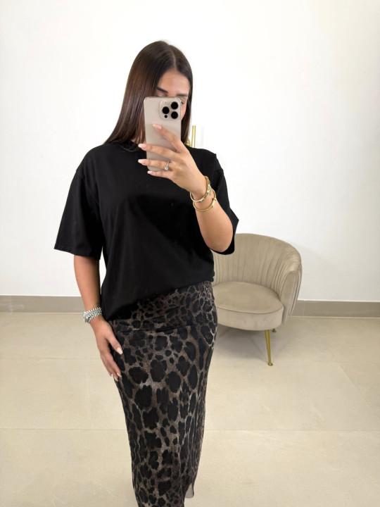 falda tul animal print marron oscura