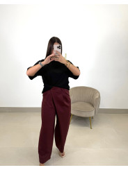 Pantalon pinzas cierre viral tinto