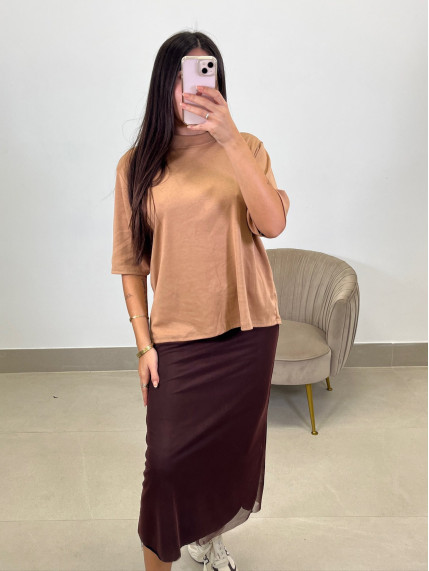 Falda tul basica marron