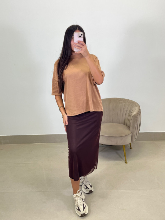 Falda tul basica marron