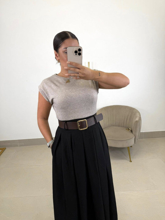 Vestido combinado beige/negro (incluye cinturon)