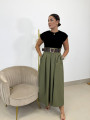 Vestido combinado negro/verde (incluye cinturon)