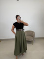 Vestido combinado negro/verde (incluye cinturon)