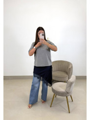 Camiseta oversize gris clara