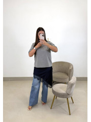 Camiseta oversize gris clara