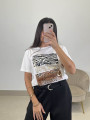Camiseta estampado cebra blanca Camiseta estampado cebra blanca
