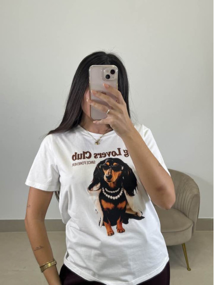 Camiseta dog lovess club blanca