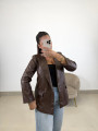 blazer polipiel chocolate blazer polipiel chocolate