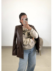 blazer polipiel chocolate