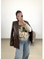 blazer polipiel chocolate blazer polipiel chocolate