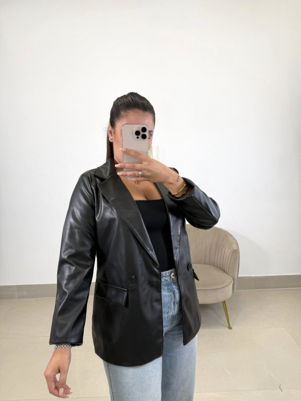 blazer polipiel negra blazer polipiel negra