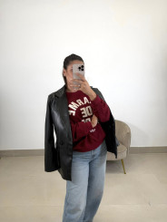 blazer polipiel negra