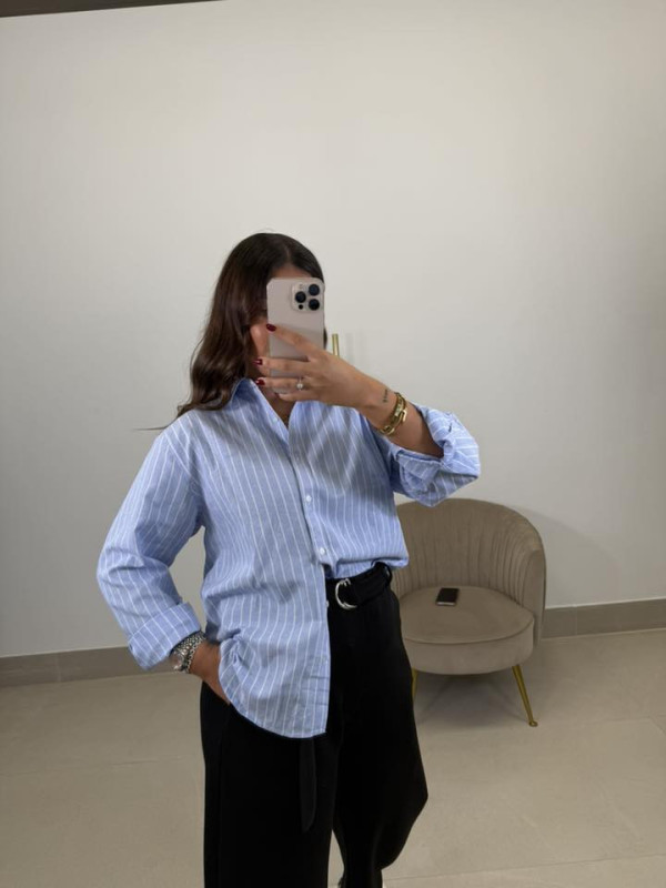 Camisa oxford celeste rayas blancas Camisa oxford celeste rayas blancas