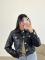 Chaqueta polipiel crop negra Chaqueta polipiel crop negra
