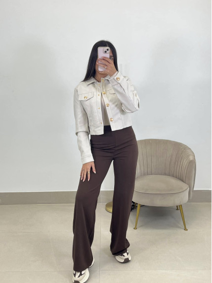 Pantalon basico elastico marron
